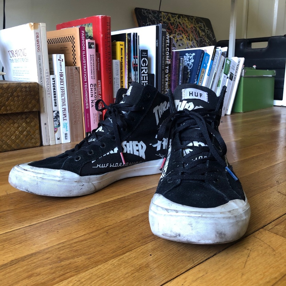 HUF x Thrasher Classic Hi TDS Black & White Skate